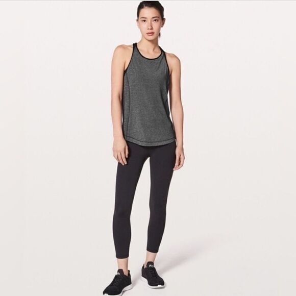 Lululemon Time To Sweat Tank My Race My Pace Heathered Black Gray - Picture 8 of 9